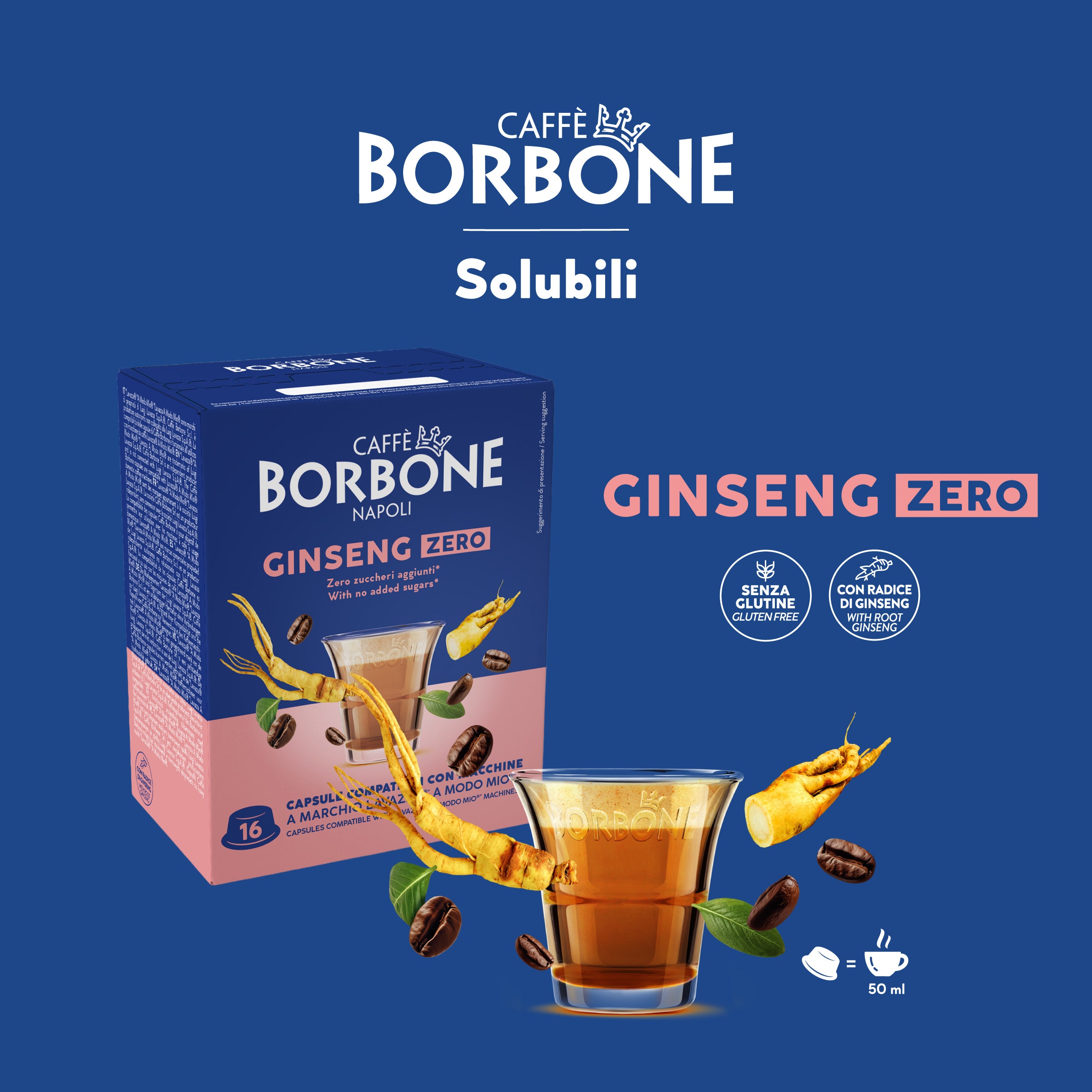 capsule Borbone COMPATIBILI con macchine a marchio Lavazza®* A Modo Mio®* - Bevanda solubile GINSENG ZERO