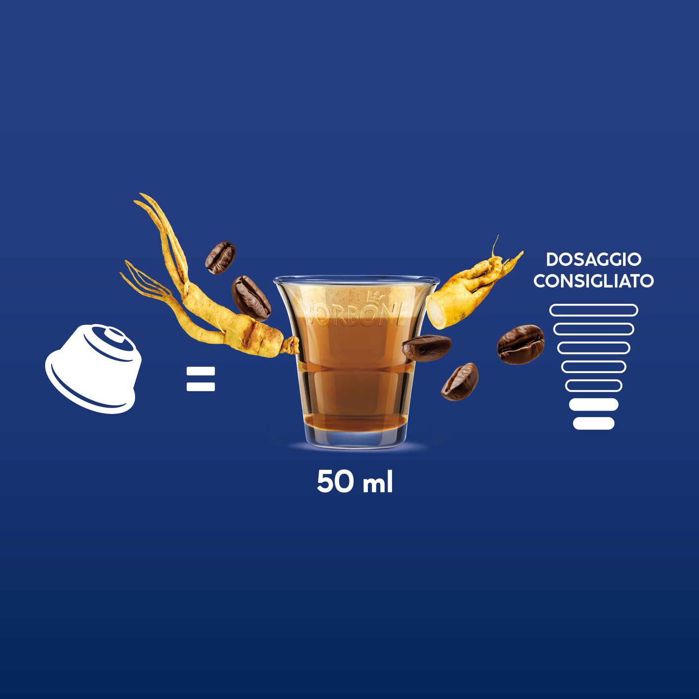 64 FLAVORED GINSENG Capsules Compatible with coffee machines Nescafè®* Dolce Gusto®*
