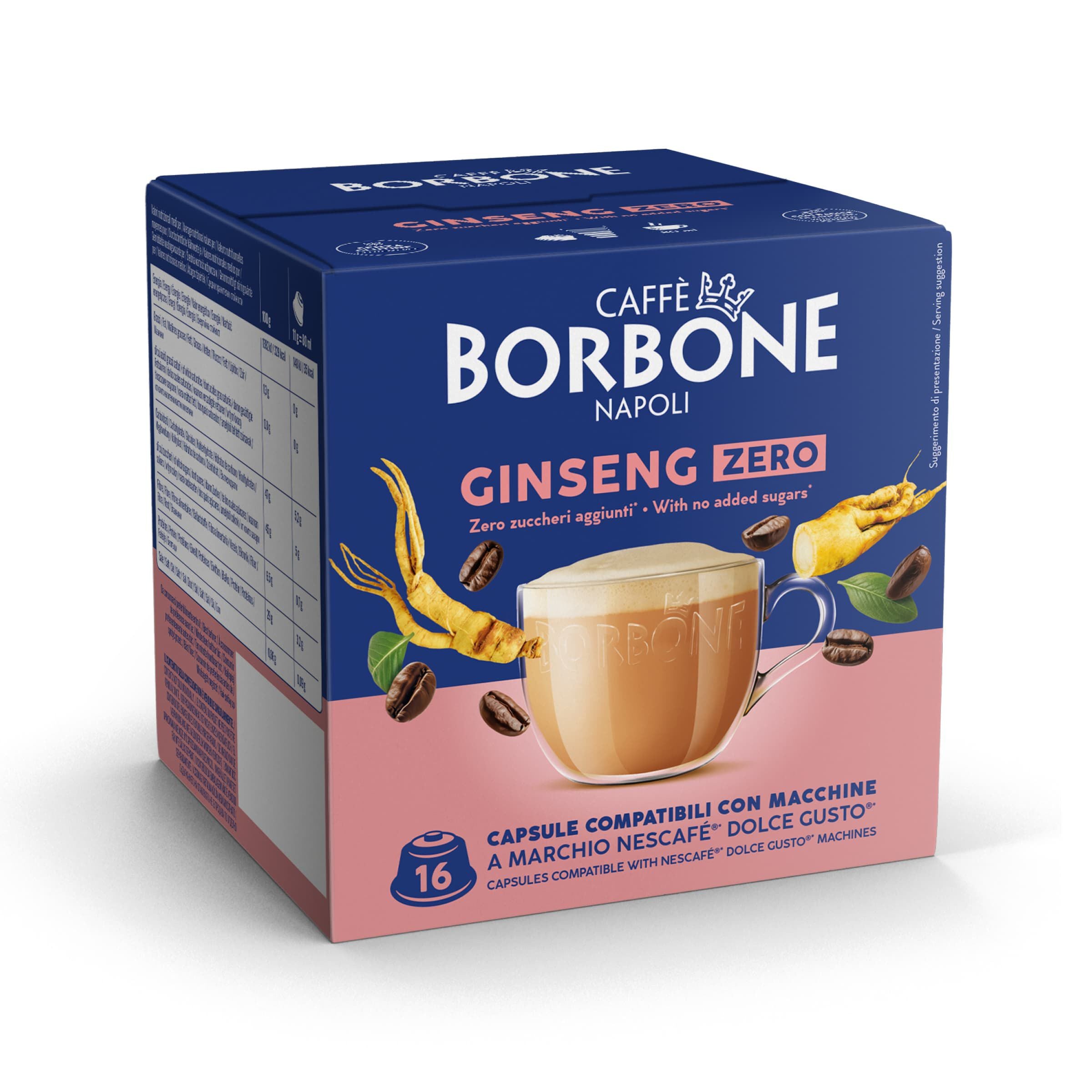 Capsules Borbone GINSENG ZERO For Milk Coffee And Low-Fat Ginseng