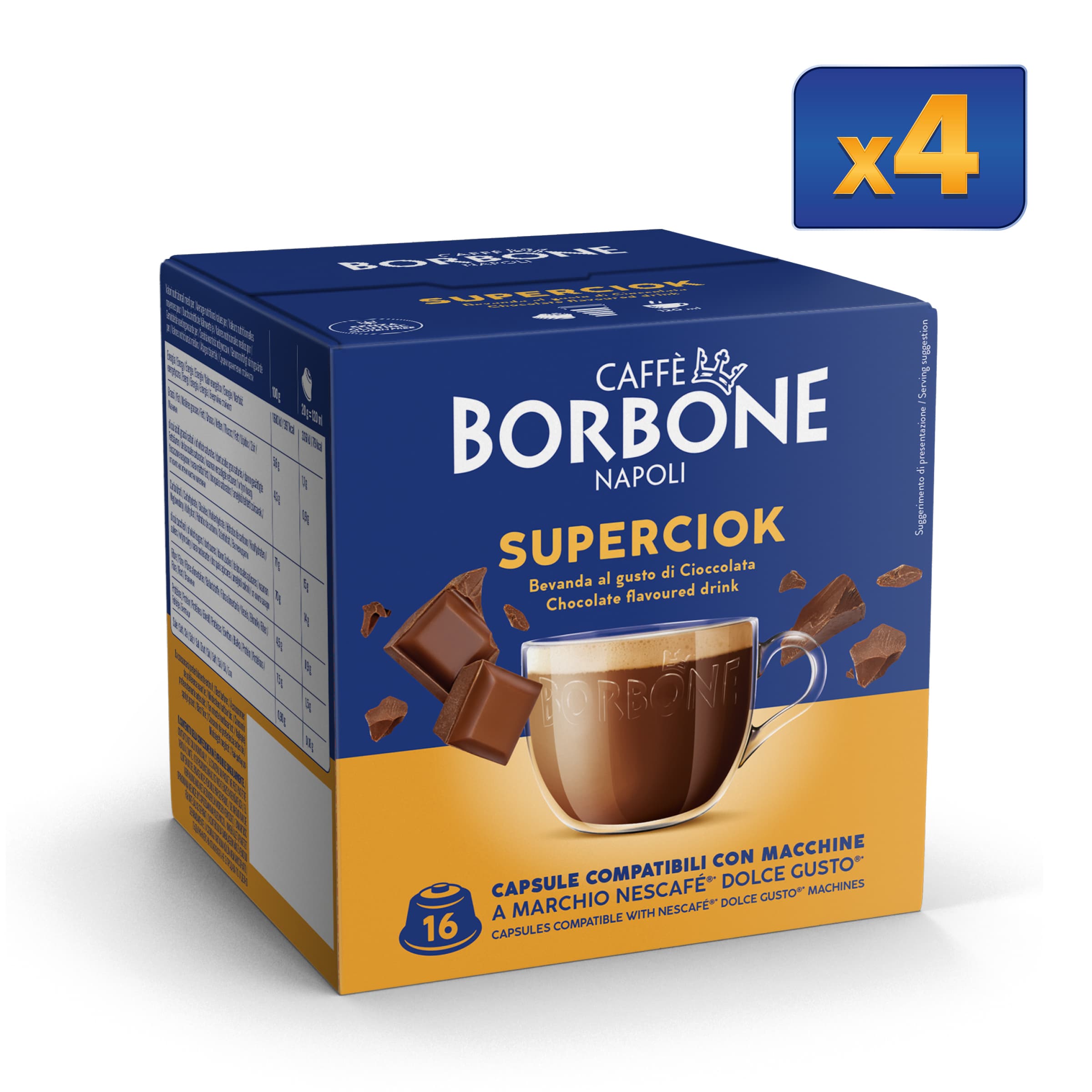 Capsule Superciok Per Bevanda Solubile Al Gusto Cioccolata Caffè Borbone
