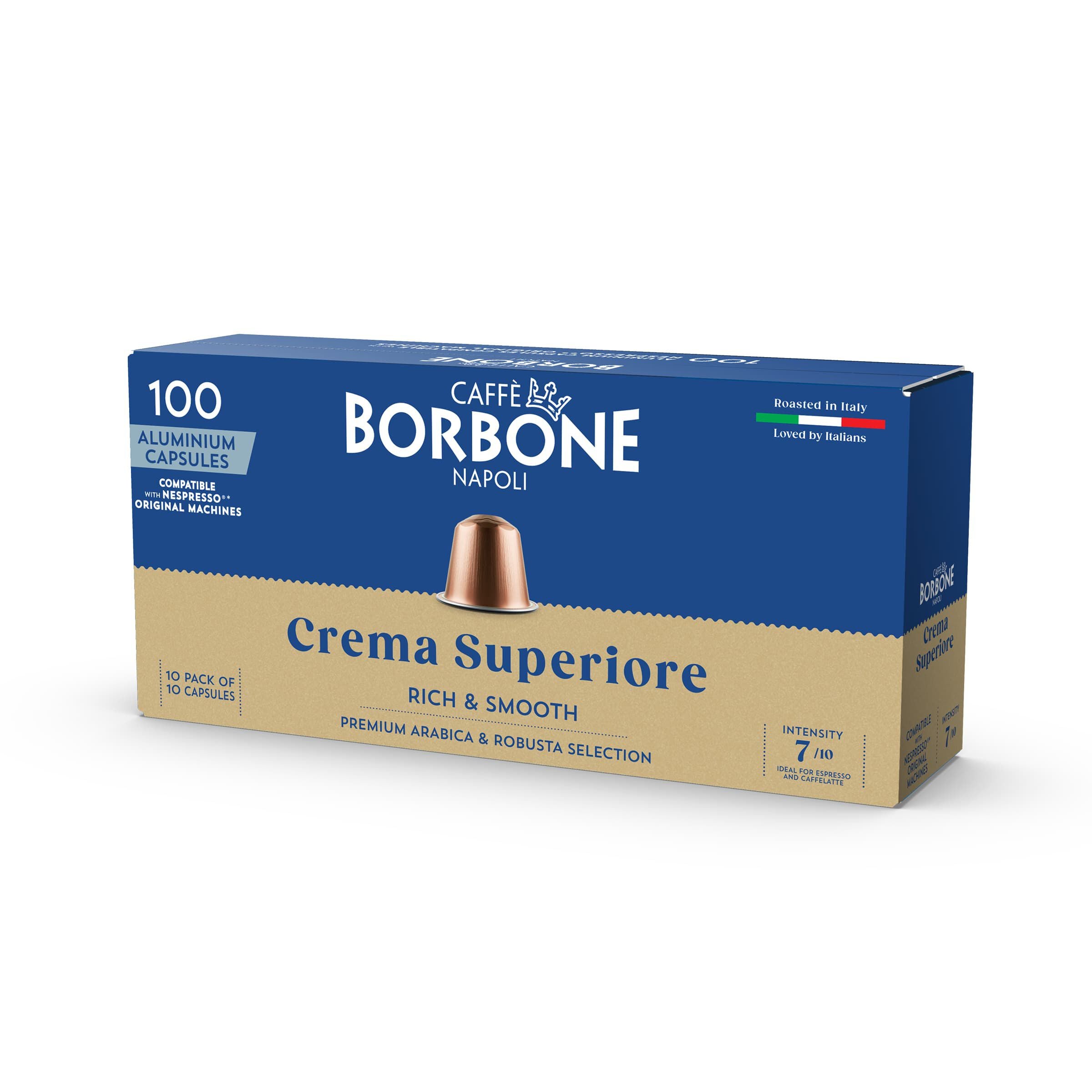 New Aluminum capsules COMPATIBLE with Nespresso®* machines Crema Superiore blend