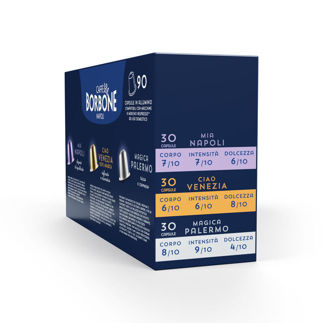 Nuove 90 capsule in alluminio COMPATIBILI con macchine Nespresso®* Kit degustazione