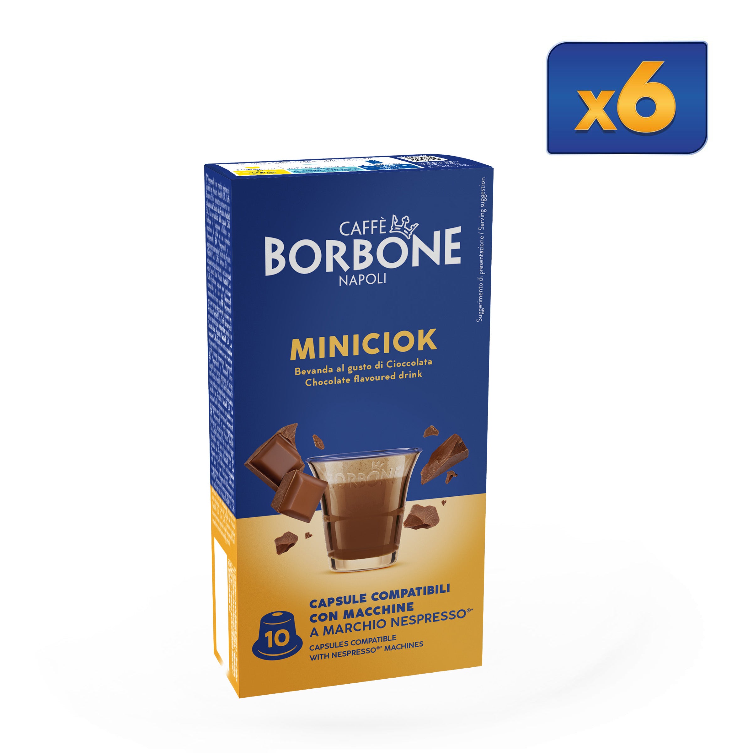 60 Capsules Miniciock Borbone For Soluble Beverage Chocolate Flavor