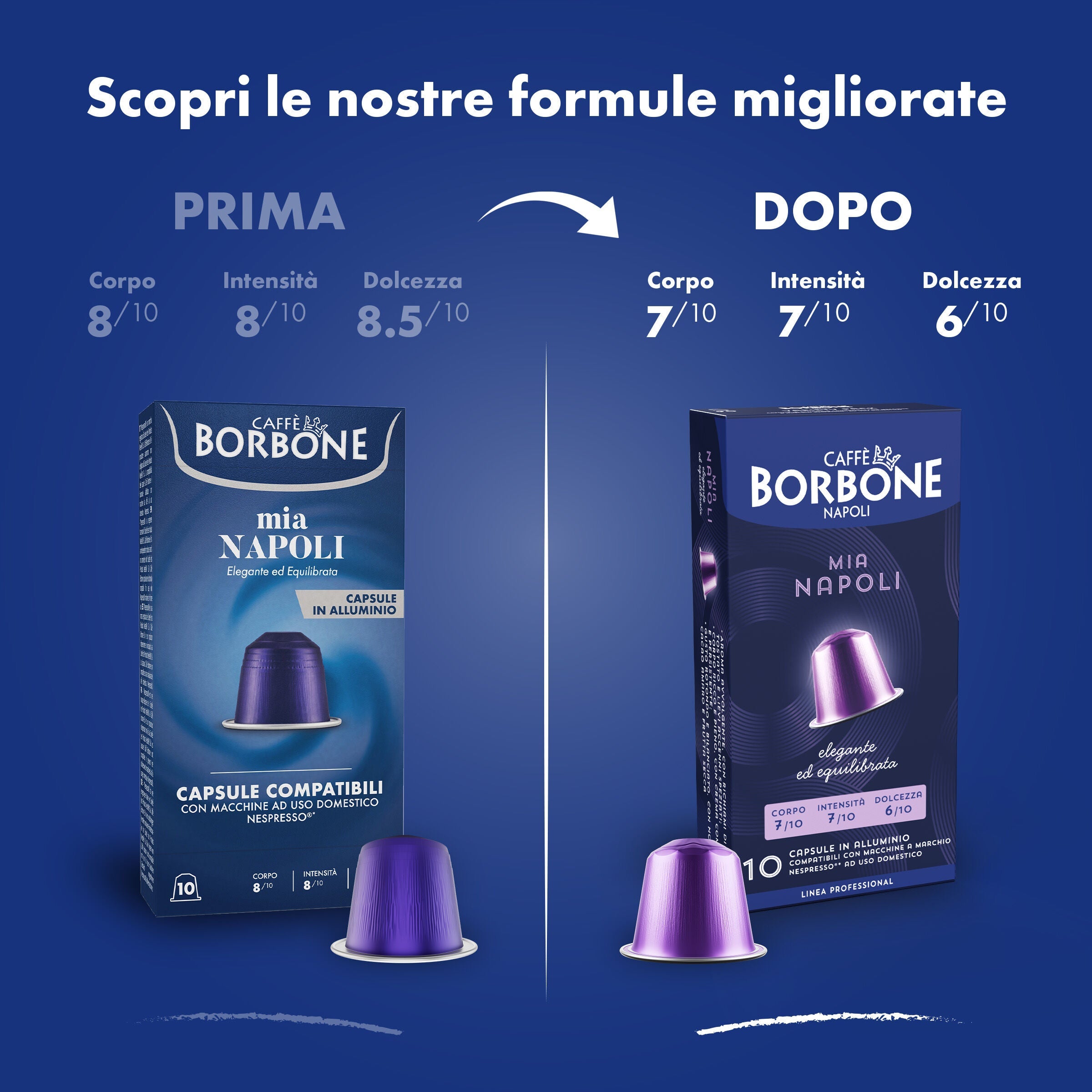 Nuove 100 capsule Mia Napoli in alluminio compatibili con macchine Nespresso®*