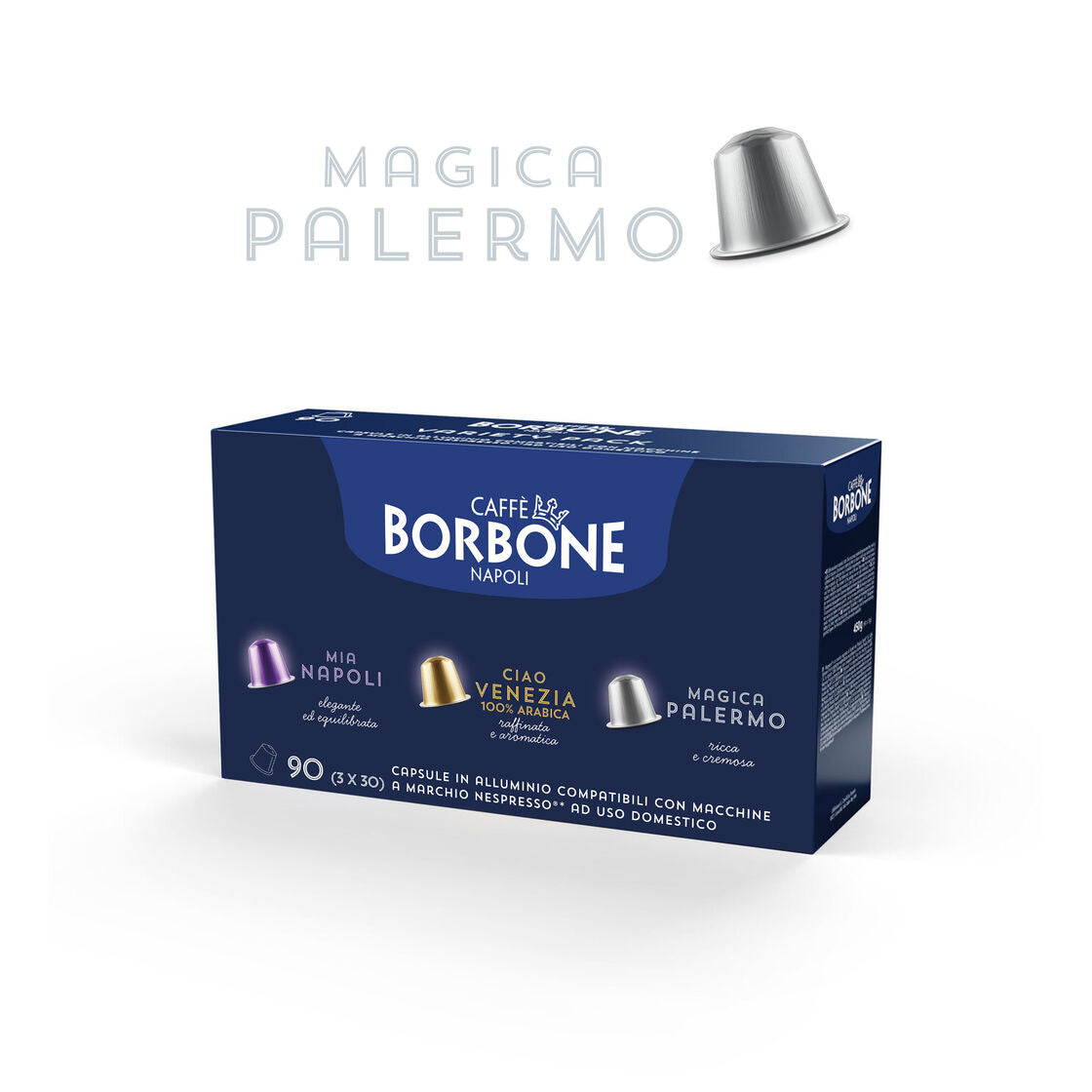 Nuove Capsule in Alluminio COMPATIBILI con macchine Nespresso®* miscela Magica Palermo