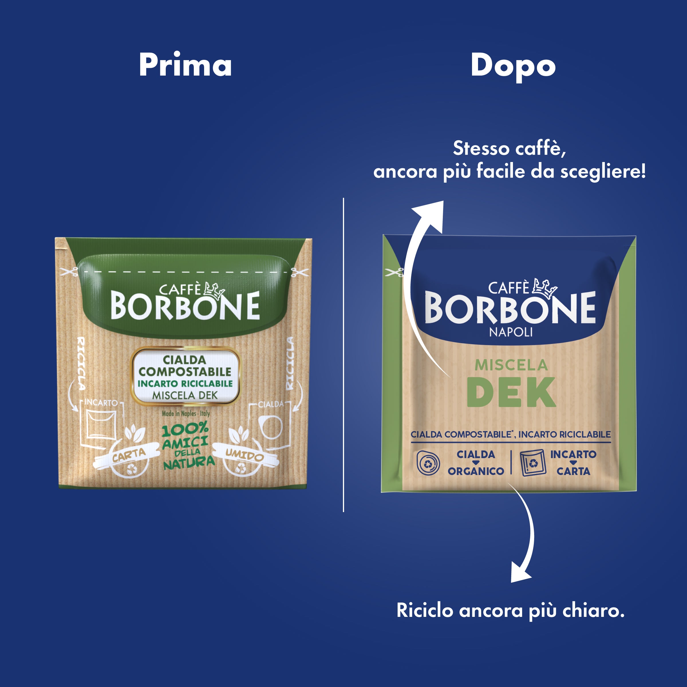 Cápsulas de papel ESE de 44 mm Mezcla VERDE DESCAFEINADO Caffè Borbone