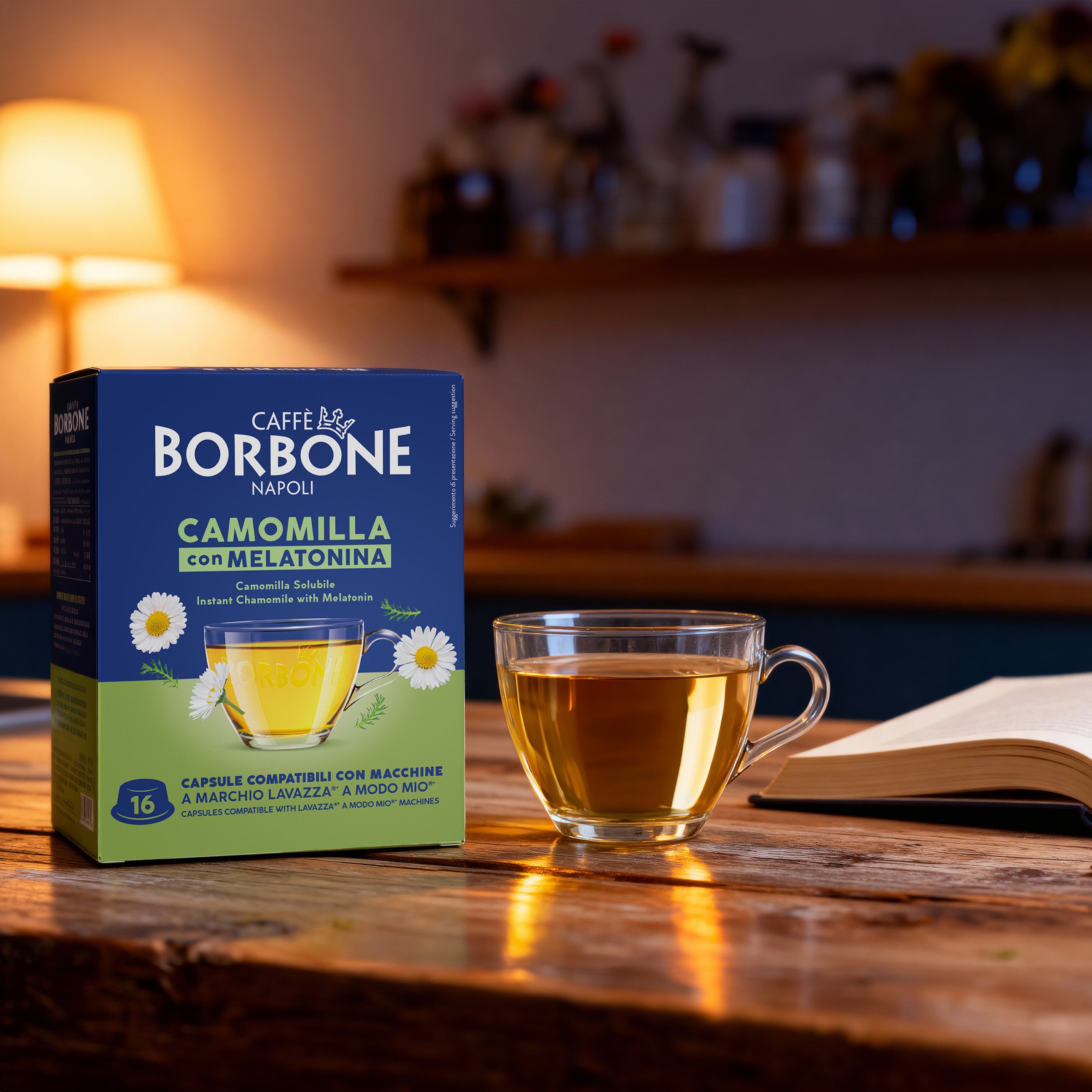 96 Capsules Chamomile And Melatonin Caffè Borbone For Soluble Beverage