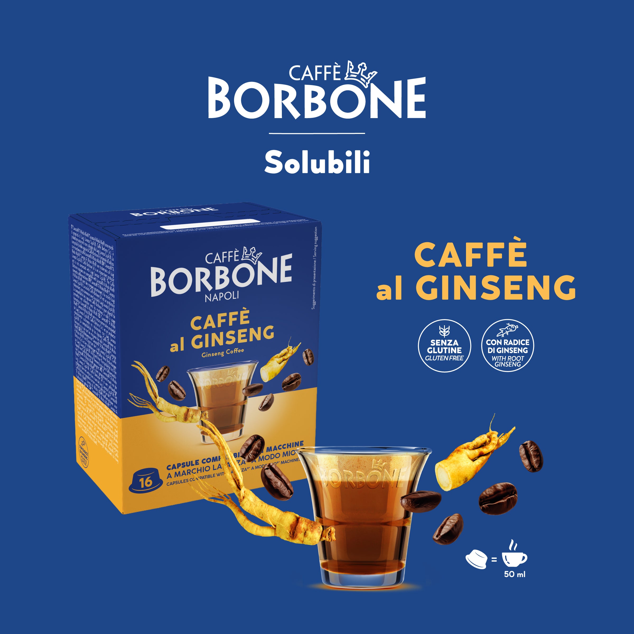 96 Capsules Ginseng Flavor Caffè Borbone For Soluble Beverage