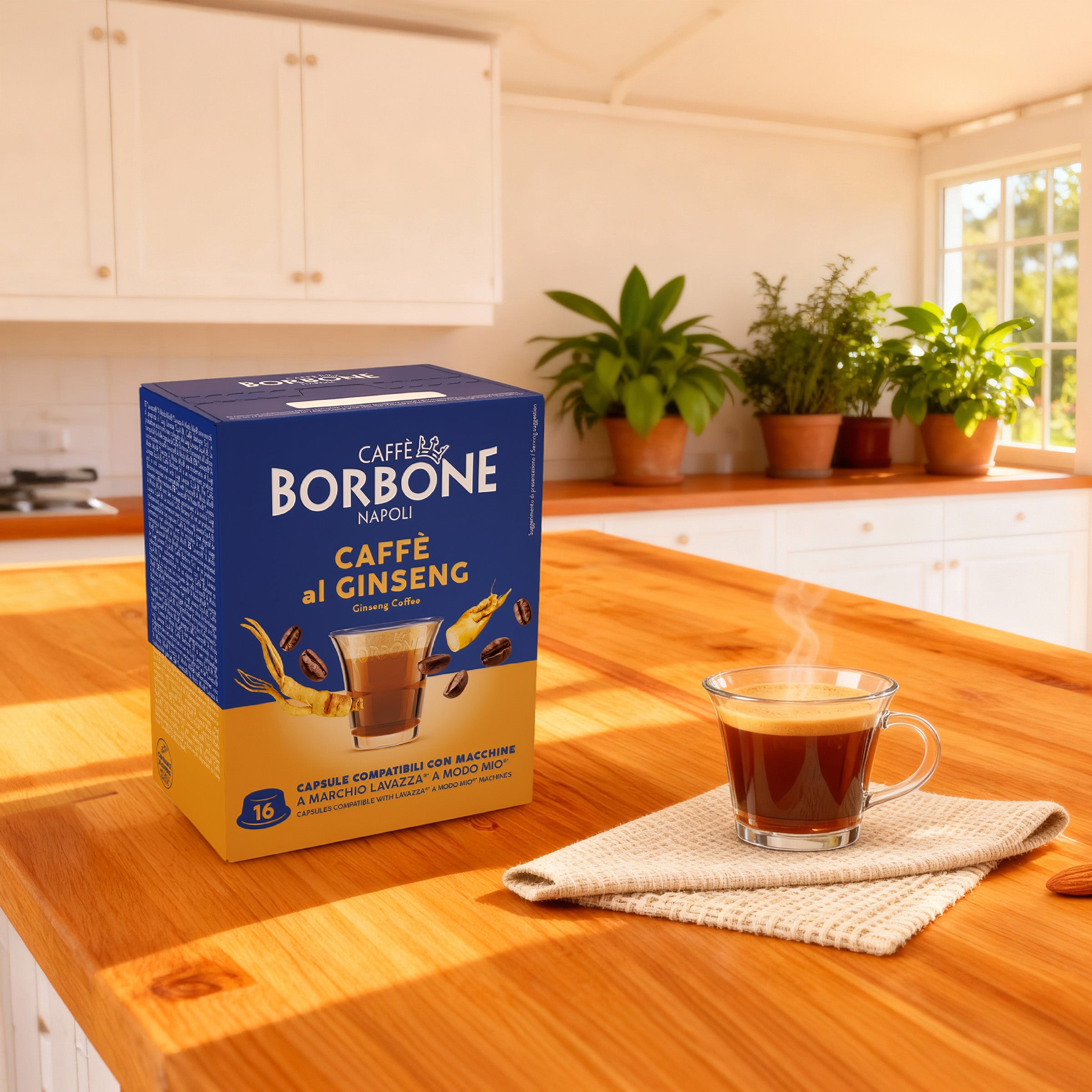 cápsulas Borbone para bebida soluble sabor GINSENG