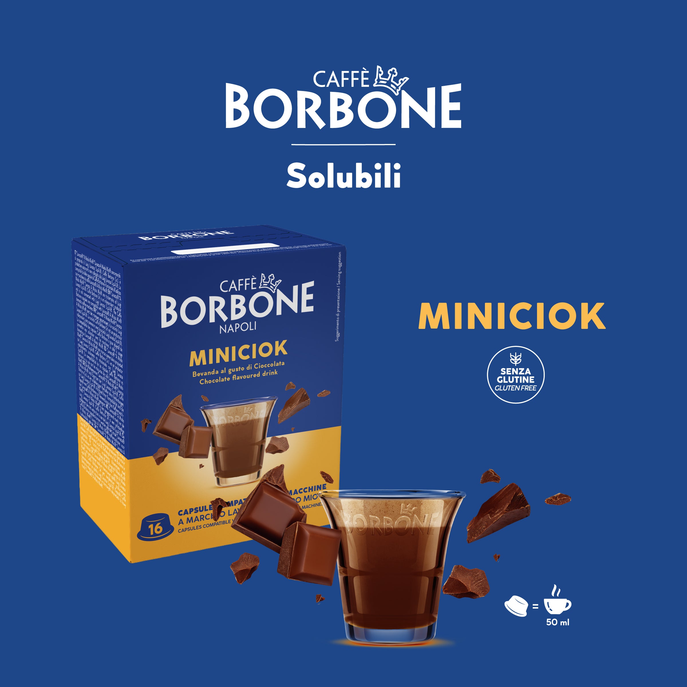 96 Capsules Miniciok Caffè Borbone For Instant Drink Chocolate Flavor