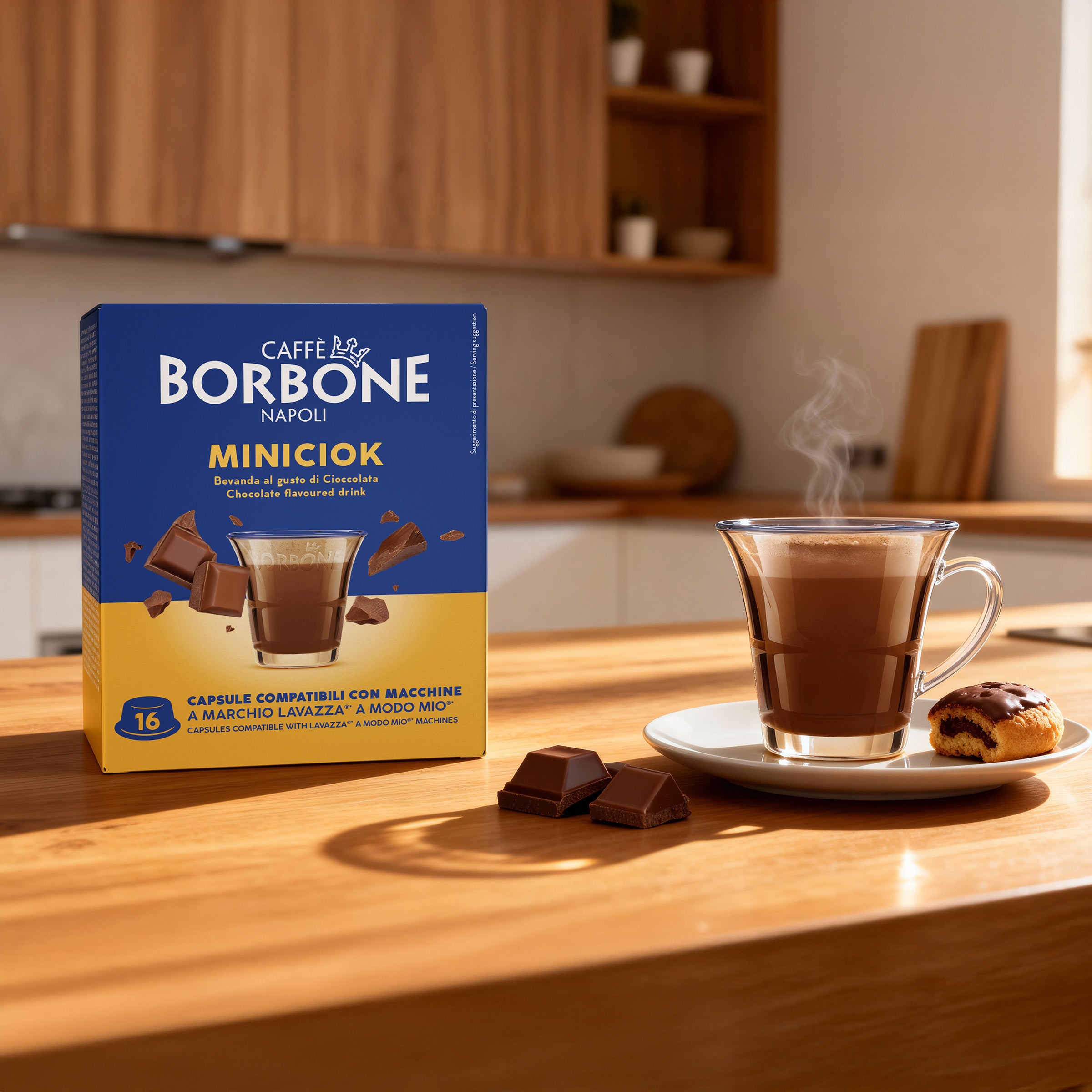 Borbone 16 cápsulas para bebida instantánea MINICIOK sabor CHOCOLATE
