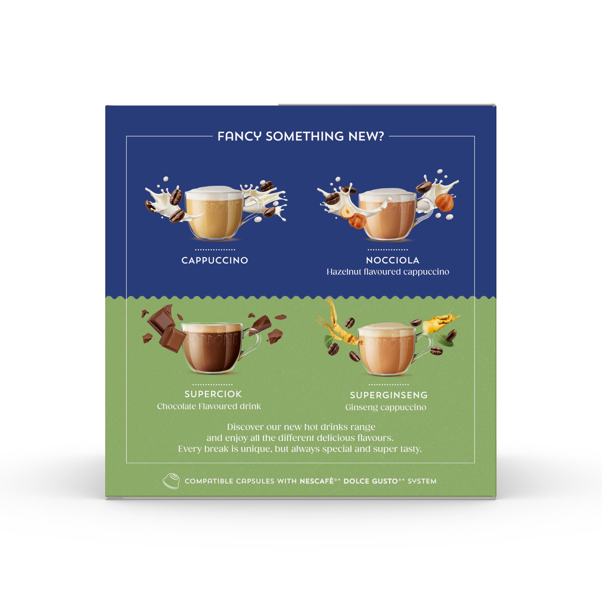 Decaffeinato Nuevas Cápsulas Compatibles con Máquinas de Café Nescafè®* Dolce Gusto®*