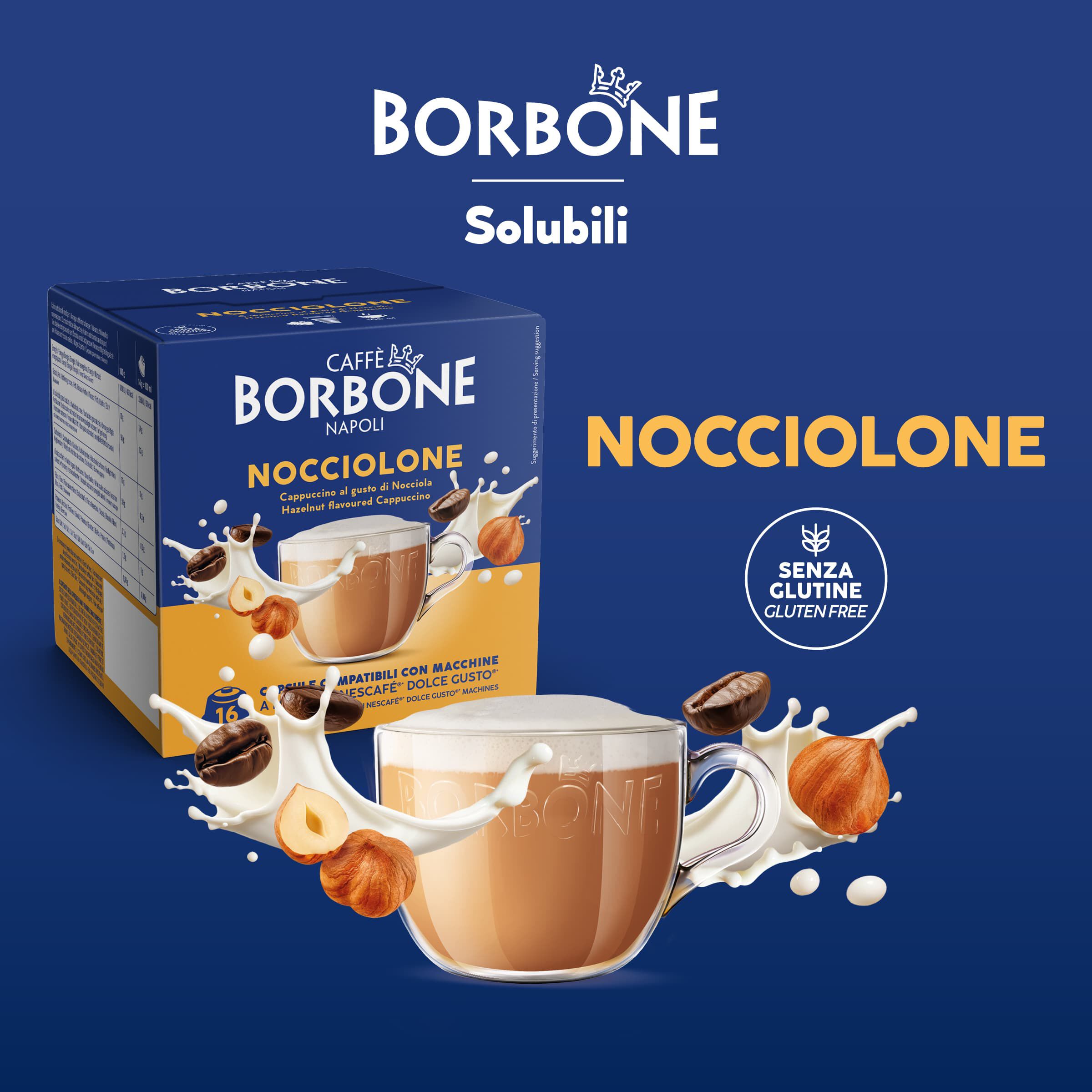 64 Capsules Nocciolone Borbone For Soluble Beverage With Hazelnut Cappuccino Flavor