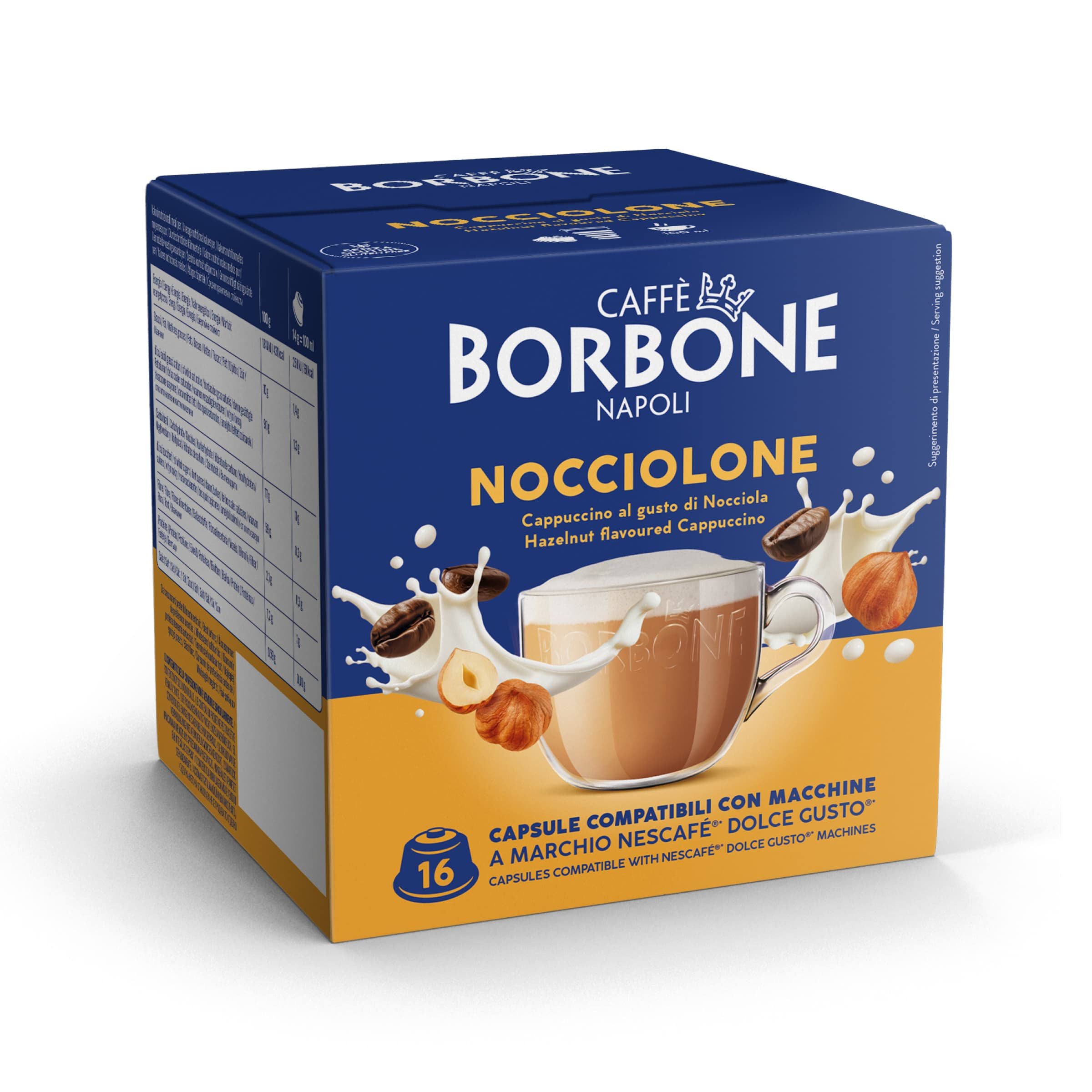 Capsules Borbone NOCCIOLONE For Soluble Beverage With Hazelnut Cappuccino Flavor