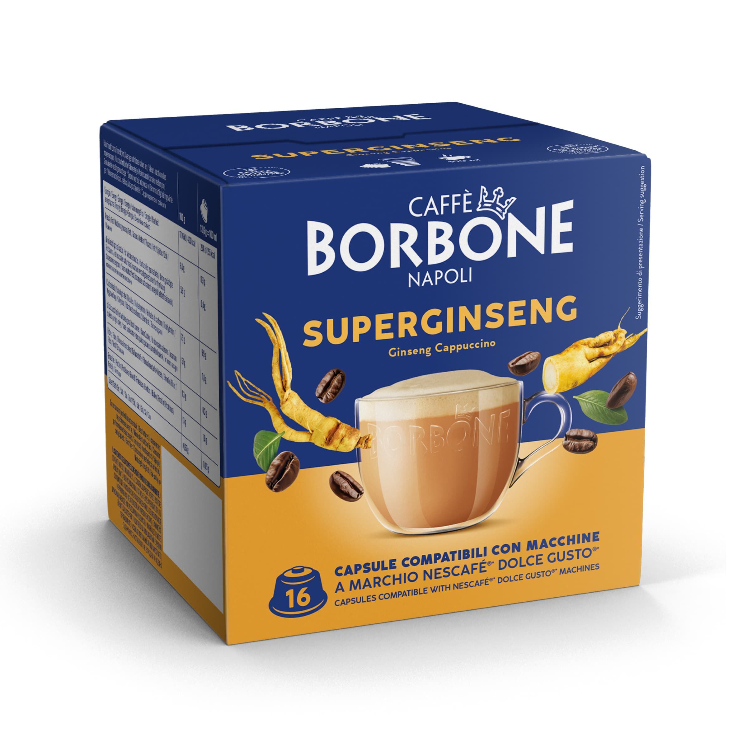 FLAVORED SUPERGINSENG Capsules Compatible with coffee machines Nescafè®* Dolce Gusto®*