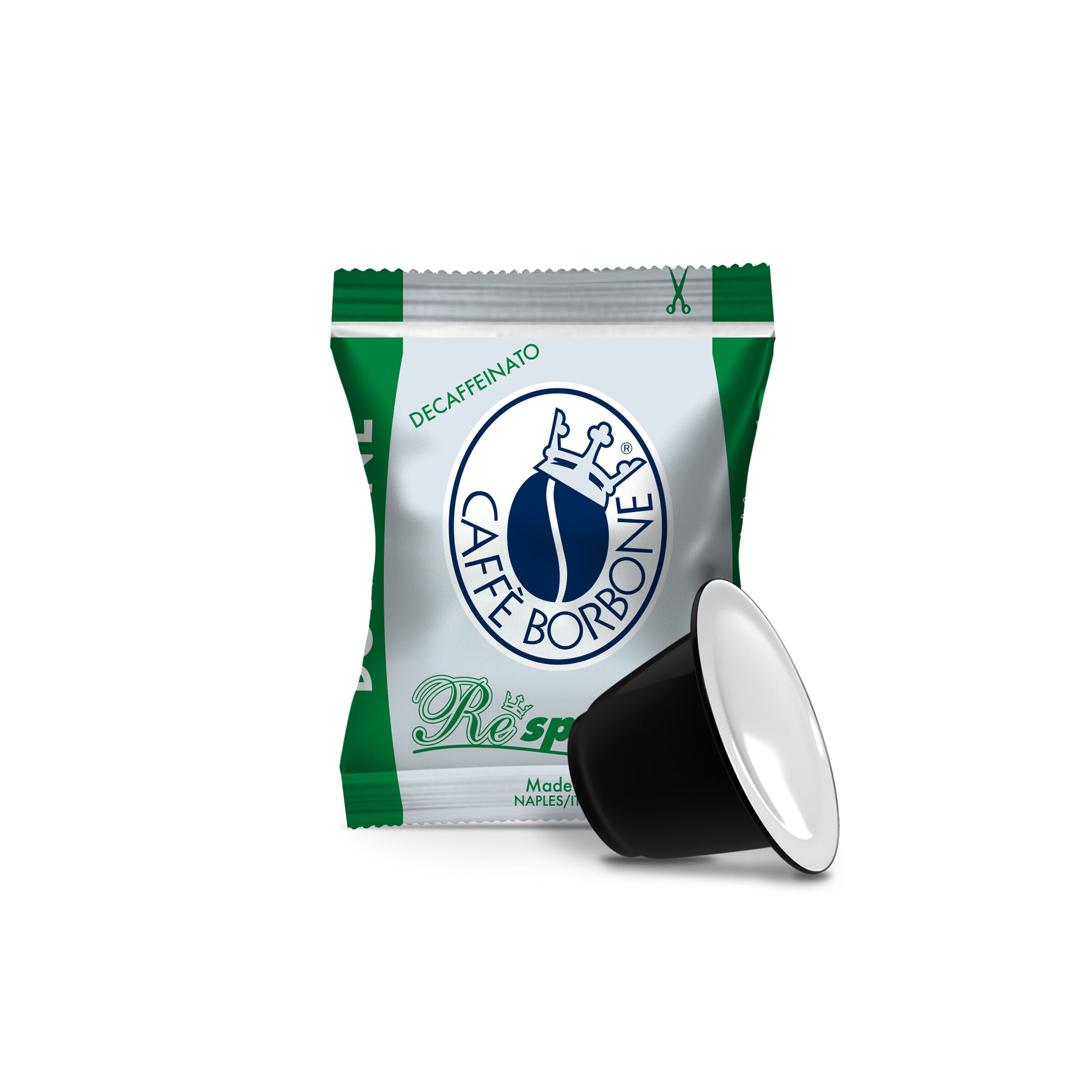 Capsules Borbone Compatible with home coffee machines Nespresso®* DEK GREEN Blend