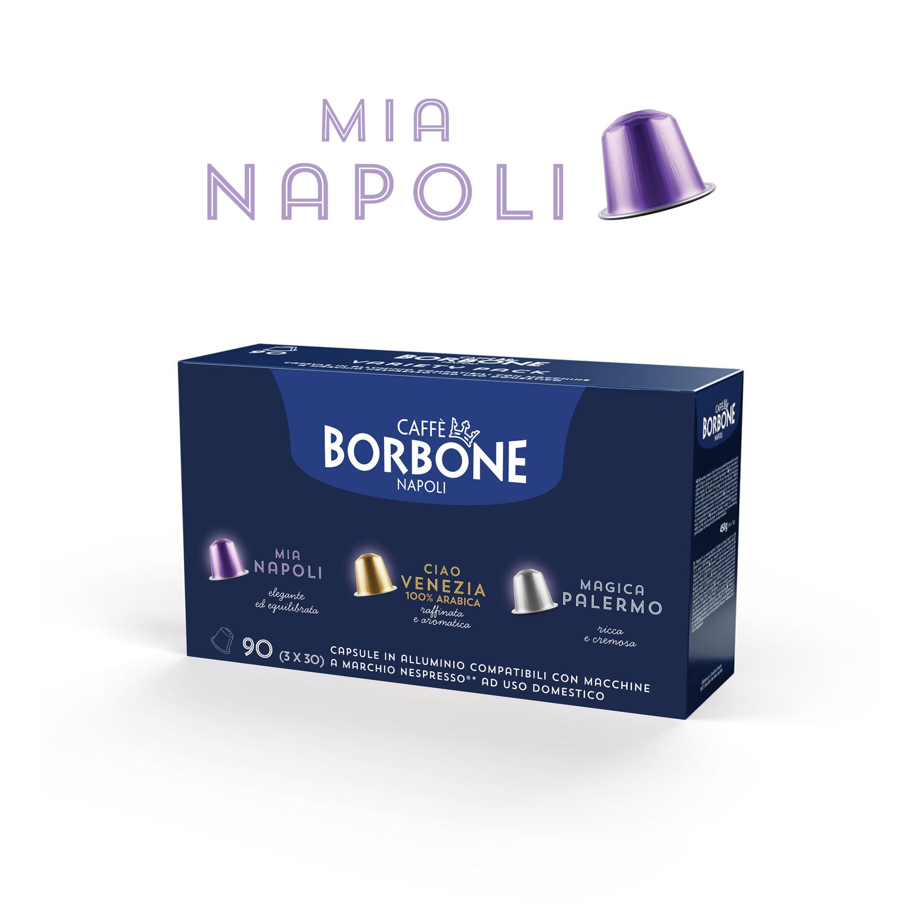 Nuove Capsule in Alluminio COMPATIBILI con macchine Nespresso®* miscela Mia Napoli