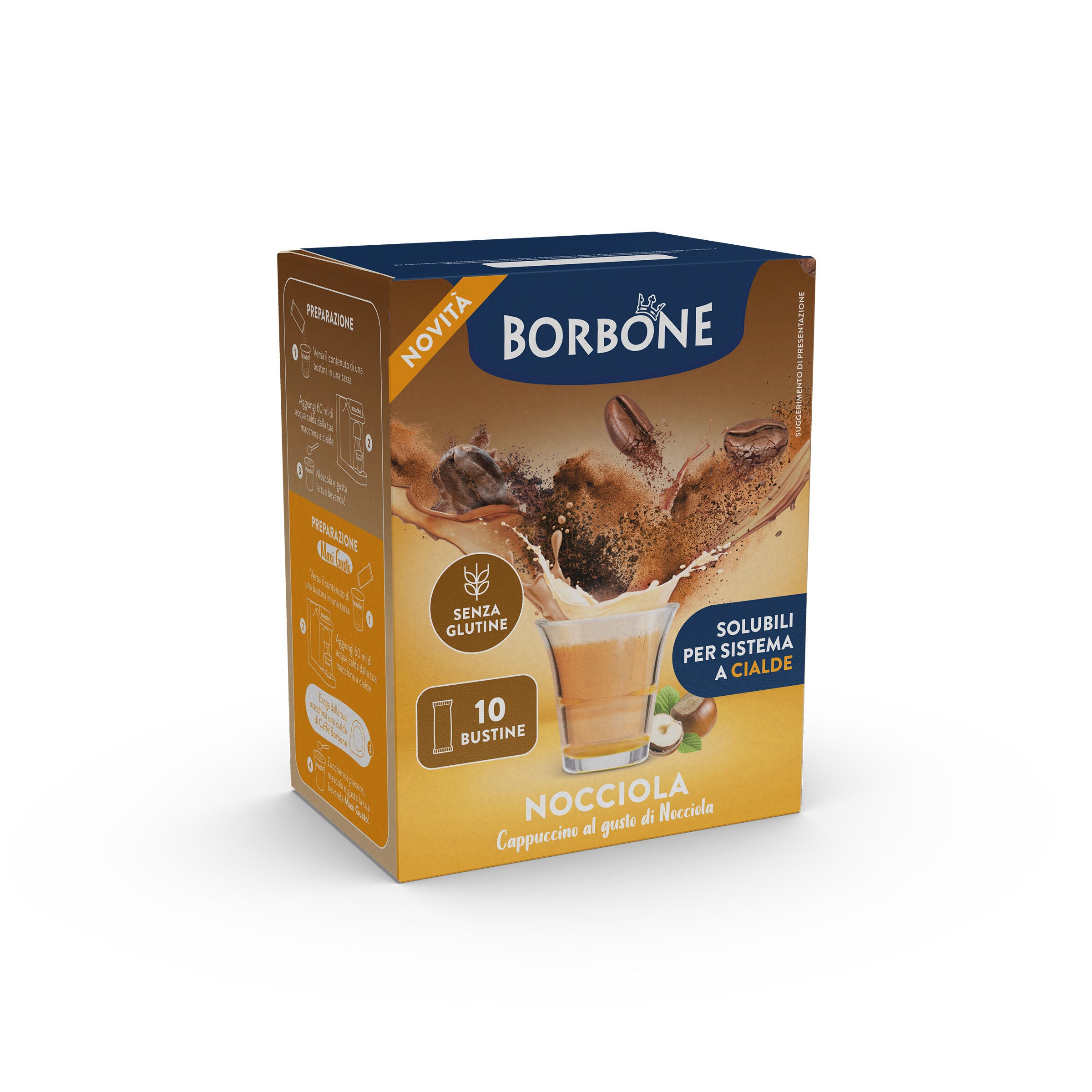 STICK PREPARATO SOLUBILE PER BEVANDA AL GUSTO DI CAPPUCCINO E NOCCIOLA