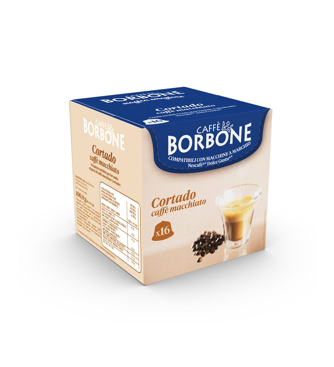 16 Capsule Borbone AL GUSTO DI CORTADO - CAFFE' MACCHIATO Compatibili con  macchine a marchio Nescafé®* Dolce Gusto®*